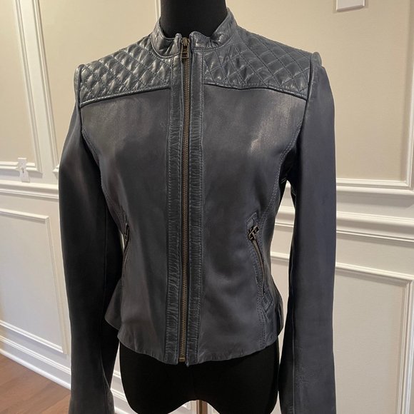 Esprit Like New Blue Leather Jacket.  XS. - Picture 6 of 6